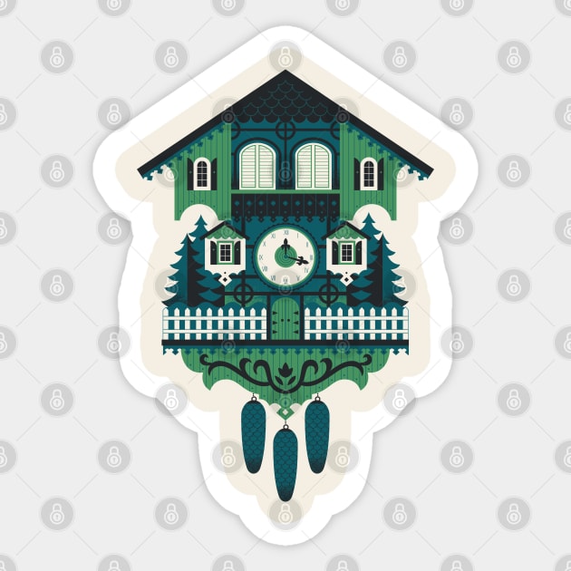 Cuckoo Clock Sticker by Lucie Rice Illustration and Design, LLC